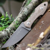 GiantMouse GMF3-P Fixed Blade GMF3P-NAT-PVD, 3.25" N690 PVD Plain Blade, Natural Canvas Micarta Handle