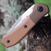 Buck Knives Paradigm A/O (BU590BRS) 3" CPM-S35VN Satin Drop Point Plain Blade, Brown Textured G-10 Handle with Cerakote Coated Rotating Bolster