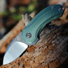 QSP Knife Hamster Folding Knife (QS138C) 2" CPM-S35VN Two-Tone Satin Drop Point Plain Blade, Green Titanium Handle