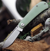 Kansept Knives Swan Bevy (KT2026S3) 2.25" 154CM Stonewashed Clip Point Plain Blade, Jade G-10 Handle