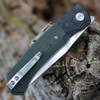 QSP Knife Gannet (QS137C) 3.25" 154CM Satin Drop Point Plain Blade, Green Linen Micarta Handle w/ Black Carbon Fiber Bolster
