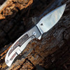 QSP Knife Legatus (QS136B) 3.5" M390 Satin Drop Point Plain Blade, Gray and Red Titanium with G-10 Handle