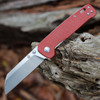 QSP Knife Penguin Folding Knife (QS130D) 3.06" D2 Two Tone Satin Sheepsfoot Plain Blade, Red Linen Micarta Handle