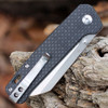 QSP Knife Penguin Folding Knife (QS130E) 3.06" D2 Two Tone Satin Sheepsfoot, Black G-10 Handle w/ Carbon Fiber Overlay