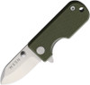 WESN Goods Microblade 2.0 Folding Knife, 1.50" D2 Satin Plain Blade, Green G-10 Handle and Titanium Back Handle