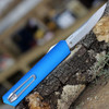 Boker Plus Kwaiken OTF (06EX550) 3.19" D2 Satin Drop Point Plain Blade, Blue Aluminum Handle