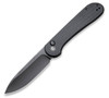 CIVIVI Button Lock Elementum Folding Knife (C2103A)- 3.47" Blackwashed 14C28N Drop Point Blade, Black G-10 Handles