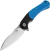 Bestech Knives Penguin Flipper Knife BG32B, 3.6" D2 Stonewash & Satin Plain Blade, Blue & Black G-10 Handle