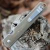 Boker Plus Kwaiken (01BO291) 3.5" AUS-8 Stonewash Trailing Point Plain Blade, Green Canvas Micarta Handle