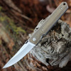 Boker Plus Kwaiken (01BO291) 3.5" AUS-8 Stonewash Trailing Point Plain Blade, Green Canvas Micarta Handle