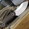 Boker Plus Nessmi Pro 02BO018 fixed blade knife profile view showing satin D2 blade and brown Micarta handle.