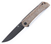 Kansept Knives Weasel (KT2020A5) 3.12" 154CM Stonewashed Drop Point Plain Blade, Brown Micarta Handle