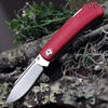 Kansept Knives Wedge (KT2026B2) 2.45" 154CM Stonewashed Clip Point Plain Blade, Red G-10 Handle