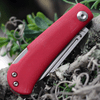 Kansept Knives Wedge (KT2026B2) 2.45" 154CM Stonewashed Clip Point Plain Blade, Red G-10 Handle