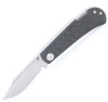 Kansept Knives Wedge (KT2026B5) 2.45" 154CM Stonewashed Clip Point Plain Blade, Twill Carbon Fiber Handle