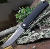 Kansept Knives Hazakura (KT1019C1) 3.54" 154CM Stonewashed Clip Point Plain Blade, Black G-10 Handle