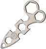 The ESEE WRAT Wrench (RT001SS) shown in tumbled stainless steel, a compact pocket tool with eight hex and QuickLink wrench sizes, a screwdriver tip, and a bottle opener.