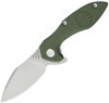 Kubey Noble KU236F, 3.23" AUS-10 Sand Blast Plain Blade, Green G-10 Handle