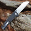 QSP Penguin (QS130I) 3" D2 Two Tone Satin Sheepsfoot Plain Blade, Black Micarta Handle