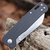 QSP Penguin (QS130I) 3" D2 Two Tone Satin Sheepsfoot Plain Blade, Black Micarta Handle