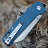 QSP Penguin (QS130H) 3" D2 Two Tone Satin Sheepsfoot Plain Blade, Blue Micarta Handle