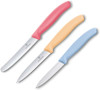 Victorinox Swiss 3 Piece Paring Knife Set, Stainless Steel Satin Plain Blade, Pink, Orange, Blue Polypropylene Handles