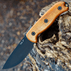 Ontario Knife Co. TAK 2 8664, 4.3" 1075 Black Plain Blade, Tan Wood Handle