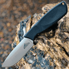Ontario Knife Co. Hunt Plus Drop Point 9715, 4" Stainless Steel Satin Plain Blade, Black Synthetic Rubber Handle