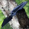 Kansept Knives Genesis K1010A4, 3.62" CPM-S35VN Satin Plain Blade, Blue Lightning Strike Titanium Handle