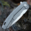 QSP Knife Woodpecker (QS116A) 3.75" Bohler M390 Two-Tone Satin Drop Point Plain Blade, Gray Titanium Handle