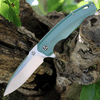 QSP Woodpecker (QS116B) 3.75" M390 Satin Drop Point Plain Blade, Green Titanium Handle