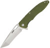 Kubey Dark Knight KU003B, 3.75" D2 Sand Blast Finish Plain Blade, Green G-10 Handles