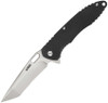 Kubey Dark Knight KU003, 3.75" AUS-10 Sand Blast Finish Plain Blade, Black G-10 Handles