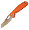 Honey Badger Knives Large Flipper HB1160, 3.63"  D2 Satin Wharncleaver Plain Blade, Orange FRN Handle