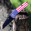 Kansept Knives Little Main Street KT2015F, 2.26" 154CM Black Plain Blade, G-10 American Flag Handle