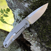 WE Knife Co. Esprit 20025B-A, 3.25" CPM-20CV Satin Drop Point Blade, Gray Orange Peel Titanium Handles