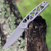 CIVIVI Perf Folding Knife (C20006-A)- 3.12" Stonewashed Nitro-V Drop Point Blade, Gray Stainless Steel Skeletonized Handles