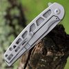 CIVIVI Perf Folding Knife (C20006-A)- 3.12" Stonewashed Nitro-V Drop Point Blade, Gray Stainless Steel Skeletonized Handles
