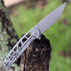 CIVIVI Perf Folding Knife (C20006-A)- 3.12" Stonewashed Nitro-V Drop Point Blade, Gray Stainless Steel Skeletonized Handles