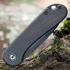 CIVIVI Elementum Folding Knife (C907W)- 2.96" Blackwashed D2 Drop Point Blade, Black Ebony Wood Handles