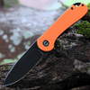 CIVIVI Elementum Folding Knife (C907Y)- 2.96" Blackwashed D2 Drop Point Blade, Orange G-10 Handles