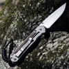 Chris Reeve Small Sebenza 31 Bog Oak Inlay, 2.99" CPM S45VN Stonewashed Drop Point Blade, Matt-Blasted Handle (S31-1100)