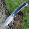 Kansept Knives Kratos (K1024A3) 3.79" CPM-S35VN Satin Drop Point Plain Blade, Gray Titanium & Timascus Handles