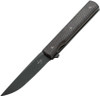 Boker Plus Urban Trapper 01BO705 folding knife profile view showing blackwashed VG-10 blade and green canvas micarta handle.