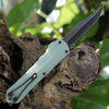Heretic Knives Manticore E OTF Automatic H026B-8A-JADE, 3.19" Elmax Battleworn Black Bowie Blade, Black Aluminum & Jade G-10 Handles