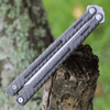 Maxace Knives Obsidian Balisong MCO04, 4" CPM-S90V Satin Tanto Blade, Gray Sand Titanium & Carbon Fiber Handles