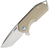 Kubey Chubby KU203C, 2.75" D2 Sandblast Plain Blade, Tan G-10 Handles