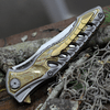 Maxace Knives Hive, TC4 titanium+Gold Mokume (3.85" Satin) MCH03 MidnightCat Studio