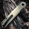 Kansept Knives Prickle (K1012B1) 3.53" S35VN Black TiCn Coated Drop Point Plain Blade, Brass Handle