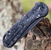 CIVIVI Elementum Folding Knife (C907C-DS2)- 2.96" Damascus Drop Point Blade, Shredded Carbon Fiber and Silver Shred Handles